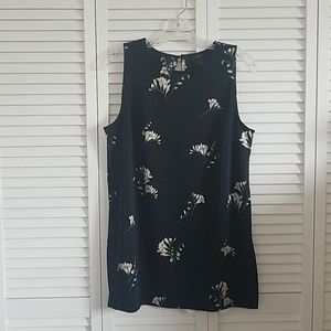 Ann Taylor Factory Black With White Flowers Blouse